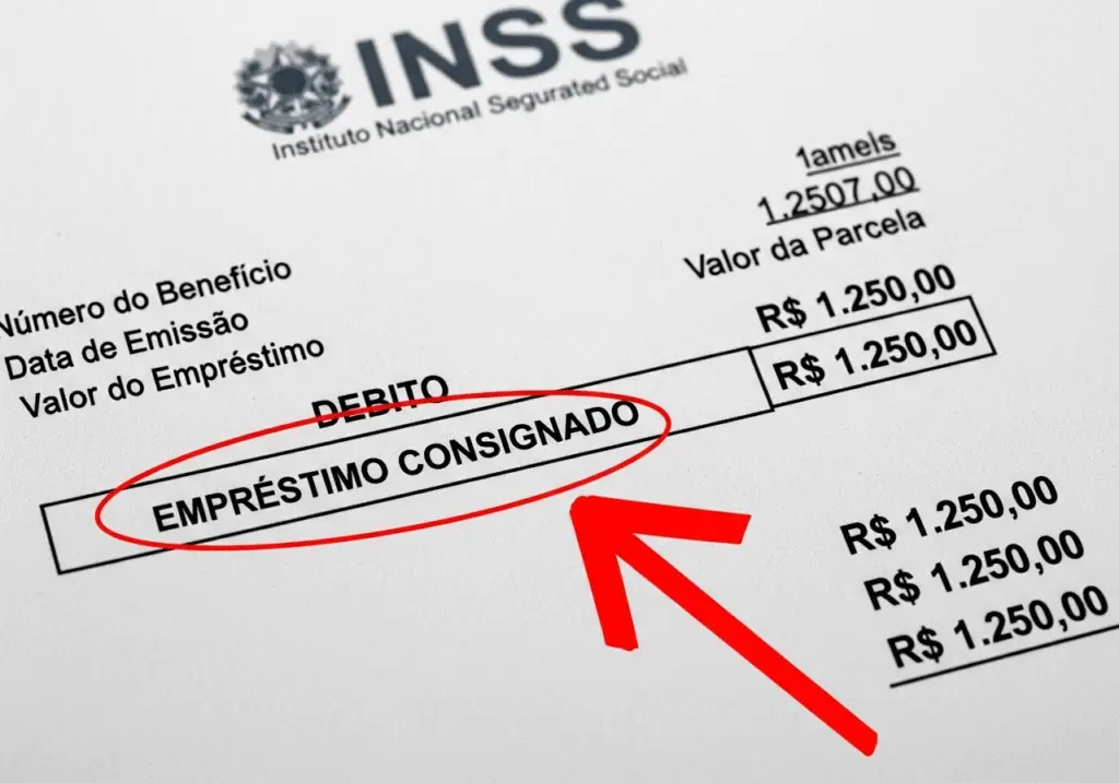 Extrato do inss contendo informações sobre fraude em emprestimo consignado